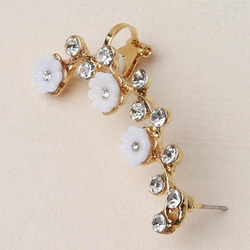 E1564 - Hollow Diamond Floral Clip Earrings